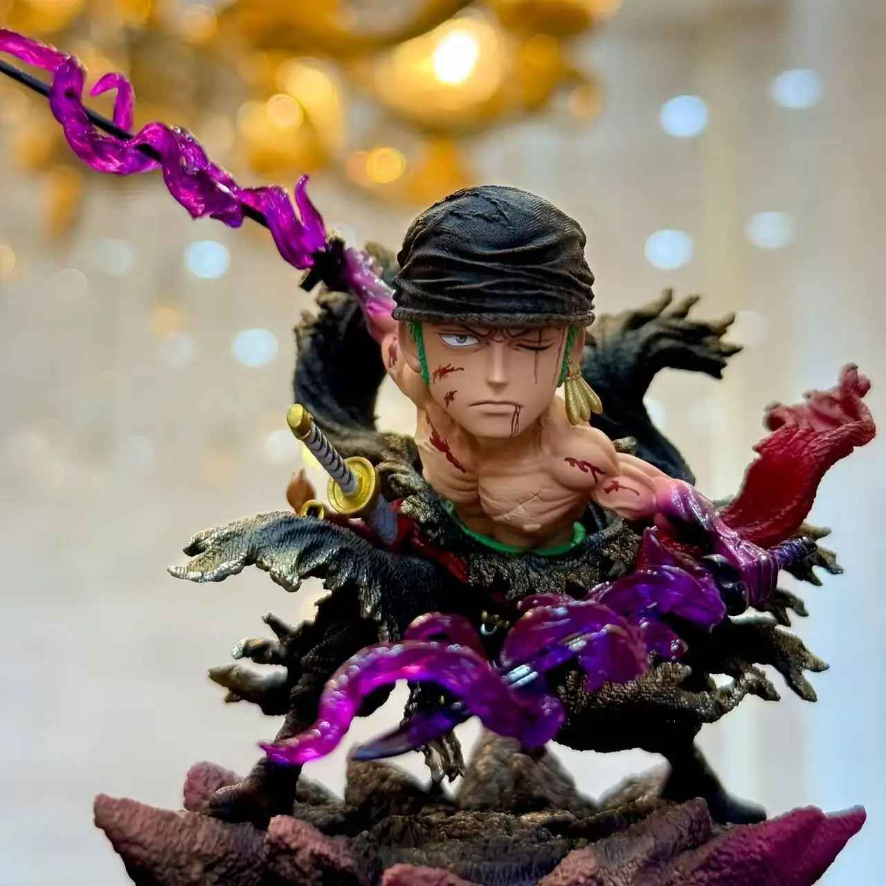 Figuras de una pieza de Anime de 8cm/3,1 pulgadas Zoro, versión Q con revestimiento completo Gk Roronoa Zoro, figura de acción de PVC, colección de muñecos, modelo de juguete para regalo
