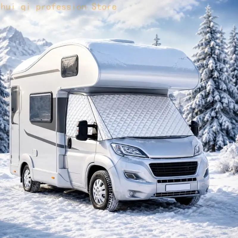 Motorhome RVs Windshield Barrier for Dust and Rain with Foldable Storage for Campground Parking and Regular Outdoor Stops H8WE