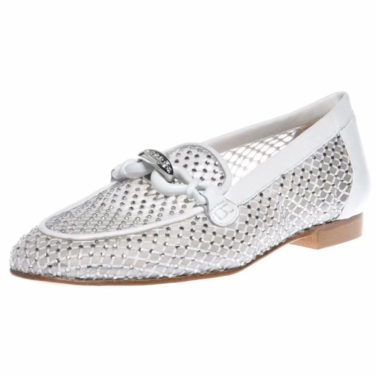 Women's Rhinestone Mesh Loafers Slip-On Square-Toe Flats with Chain Detail Breathable Footwear Perfect for Summer Casual Wear