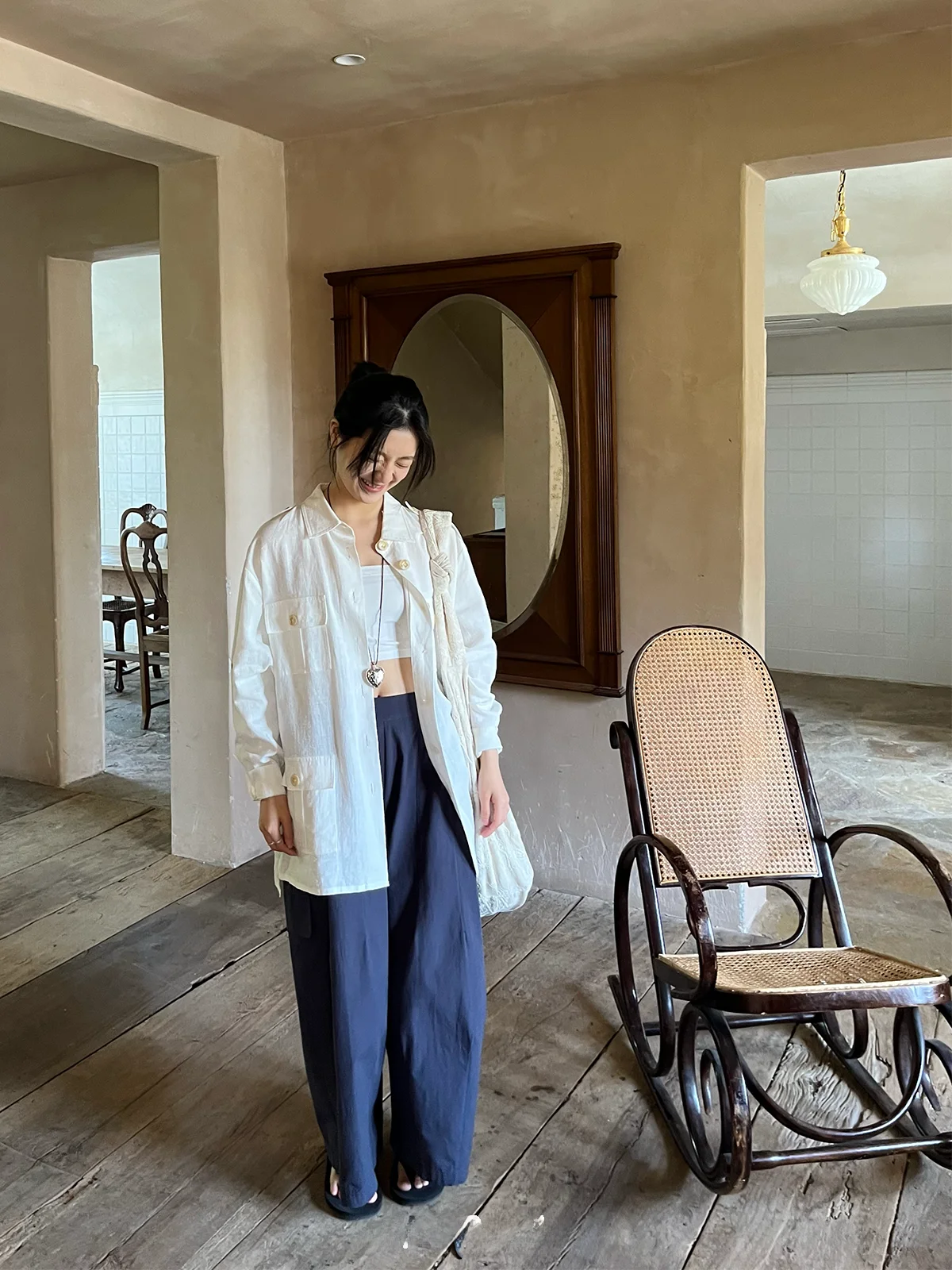 

HYGGEOO25ss Льняная рубашка-куртка в японском ретро-стиле, высококачественная работа, уличный стиль, свободный крой, длинный рукав, женская