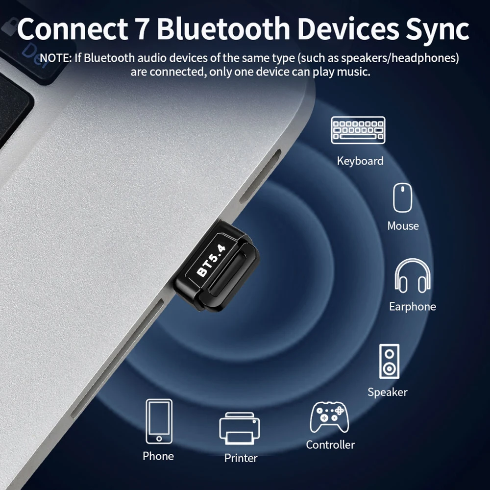 USB Wireless Bluetooth Adapter Bluetooth 5.4 for PC Dongle BT5.3 Wireless Mouse Keyborad Music Audio Receiver USB Transmitter