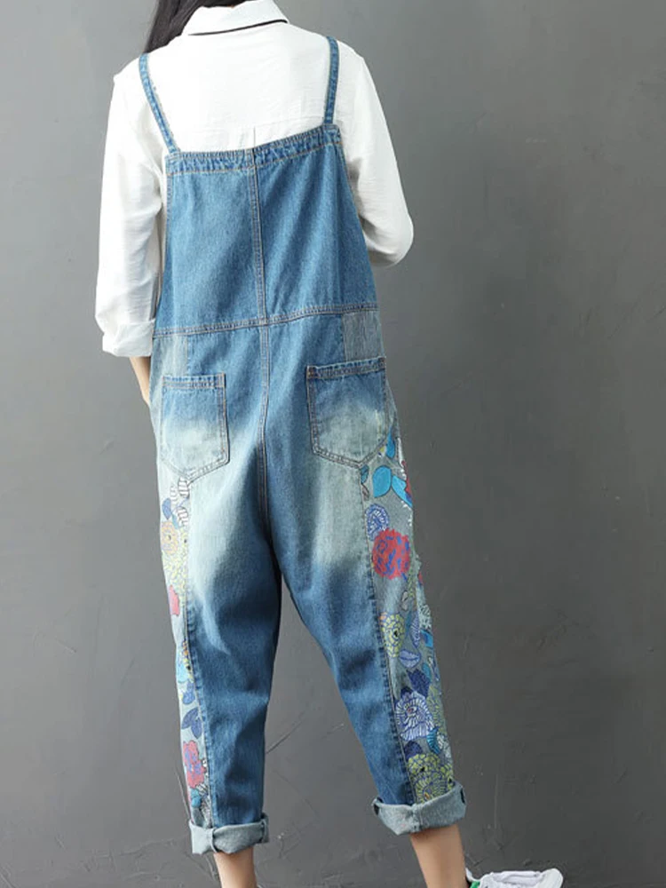Amax luluE 2025 Spring New Fashion Ladies Bleached Casual Overalls Women Loose Vintage Denim Pantalons Female Oversized Trousers