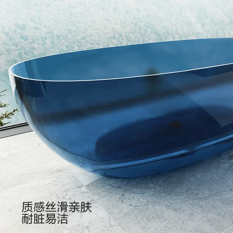 Transparent bathtub oval artificial stone resin colored crystal home hotel independent double bathtub