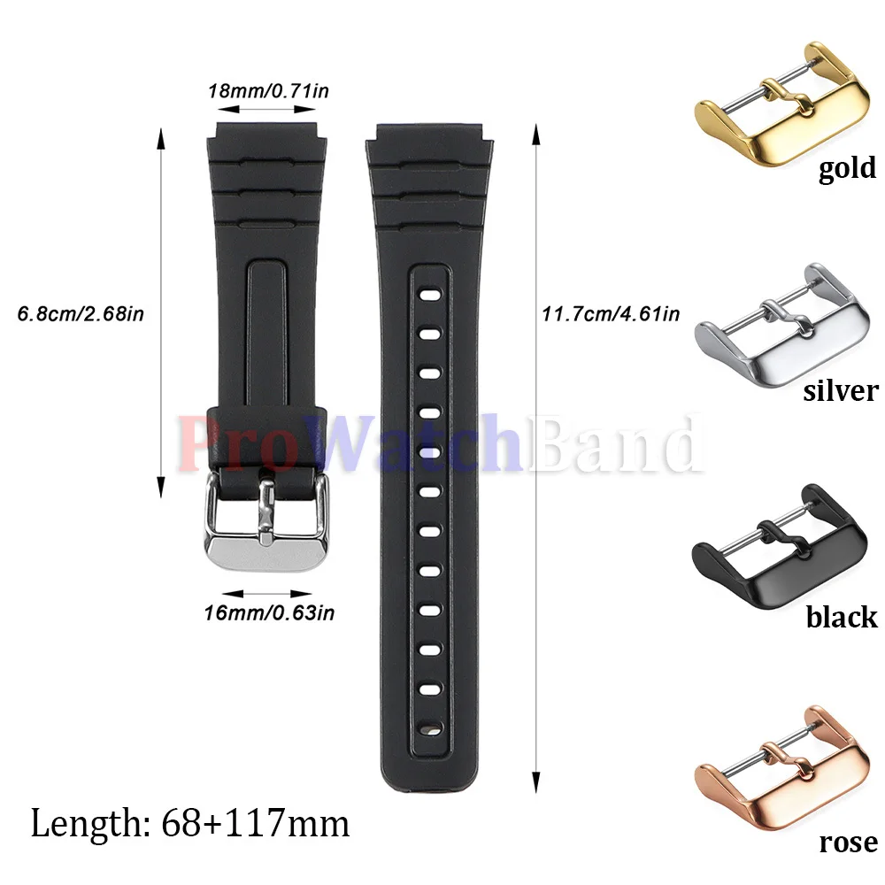 18mm Silicone Watch Straps for Casio F91W W800H SGW400 F84 F105/108 A158/168 AE1200 Waterproof Band Replace Wrist Bands Bracelet view 6