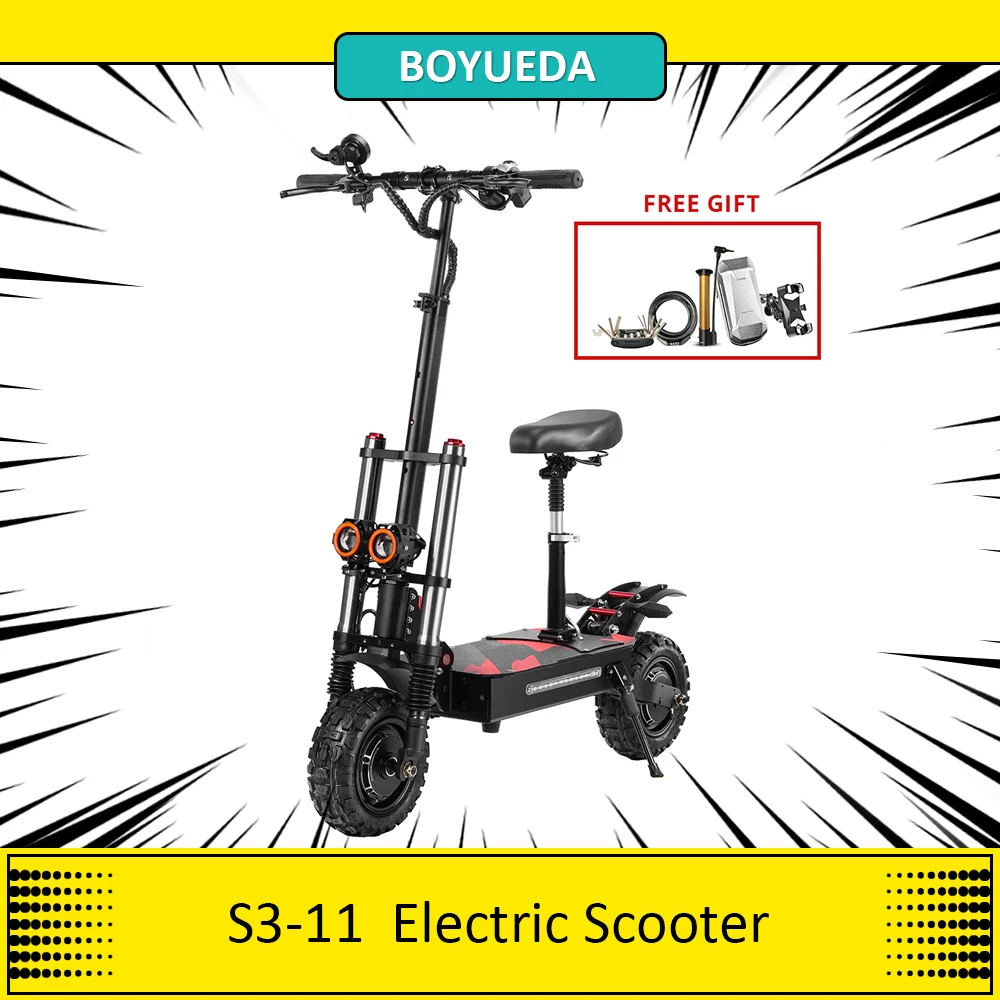 BOYUEDA S3-11 Electric Scooter, 2*3000W Motor, 60V 38AH Battery, 11