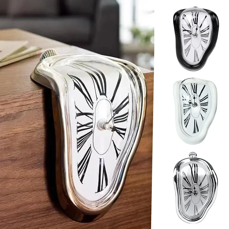 2025 New Novel Surreal Melting Distorted Wall Clocks Surrealist Salvador Dali Style Wall Decororation Home Garden Clock