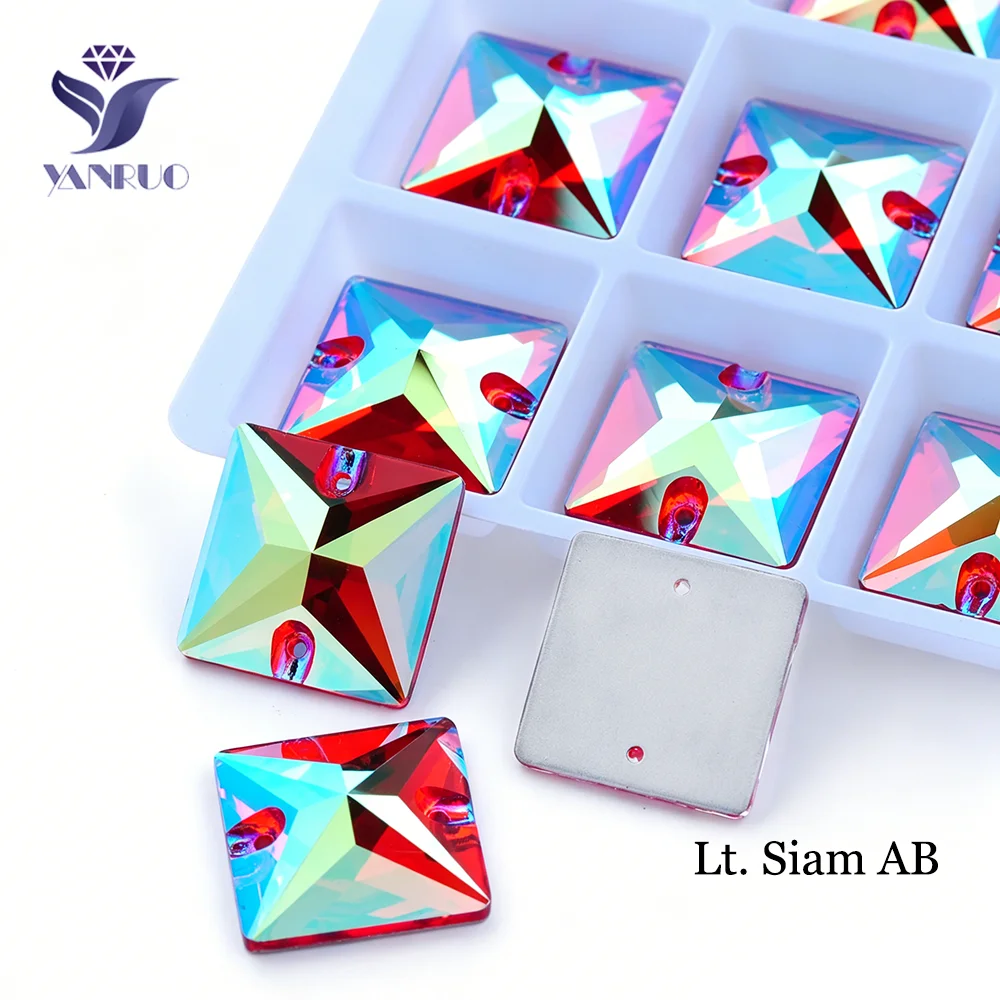YANRUO 3240 Quadratischer Farb-Charm AB Strass 16mm 36 Stück Aufnäh-Charm Kristallbeschichtung Diamant-Kunstzubehör zum Nähen – Detail 8