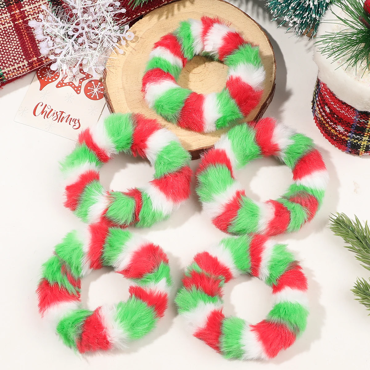 5 Pcs Christmas Hair Scrunchies Bulk Hair Bands Soft Elastic Hair Ties Snowflake Elastics Bobbles for Women Hair Accessories