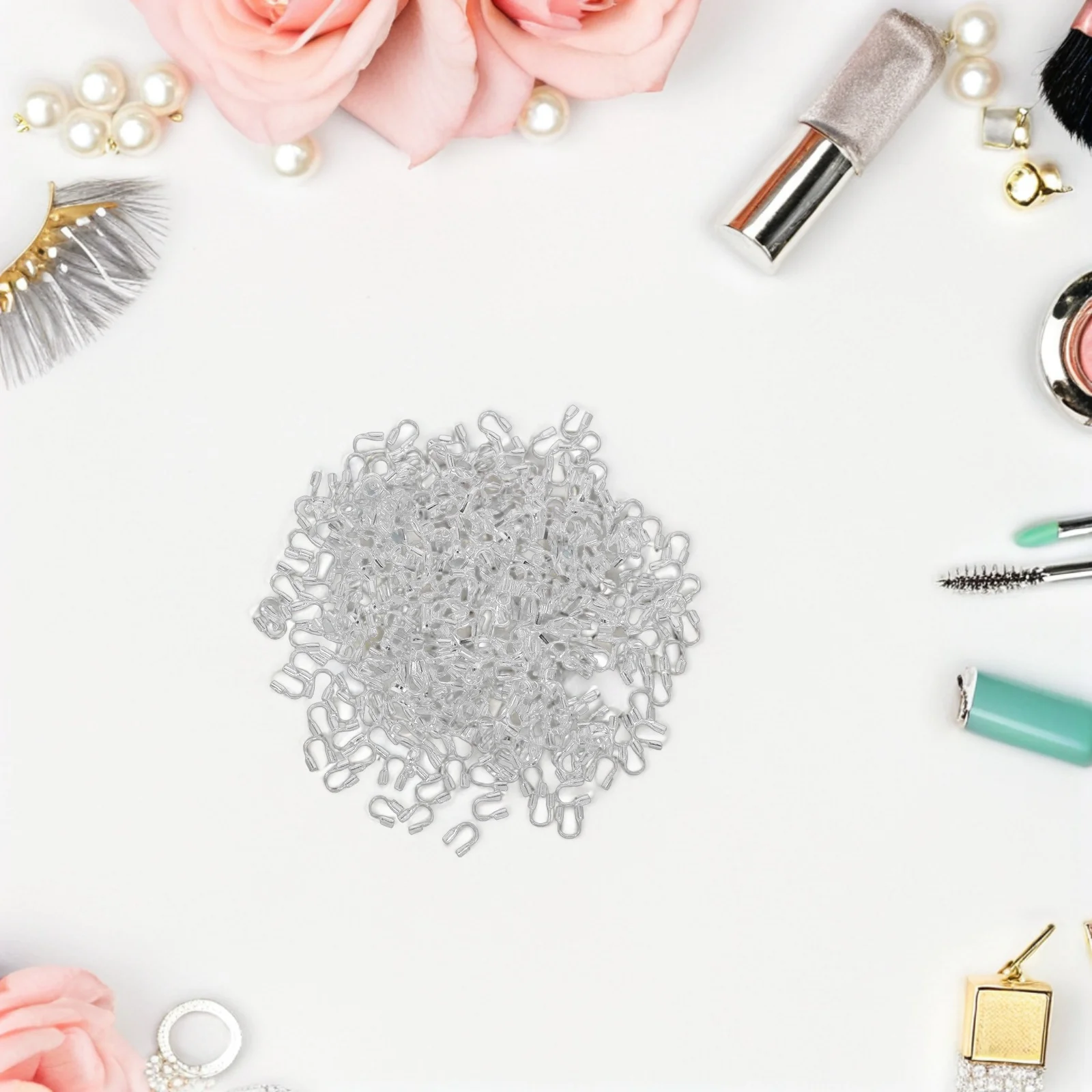 

300 Pcs Jewelry Positioning Tube Bracelet Making Supplies Wire Guards Findings for Necklace Silver Crimp Tubes