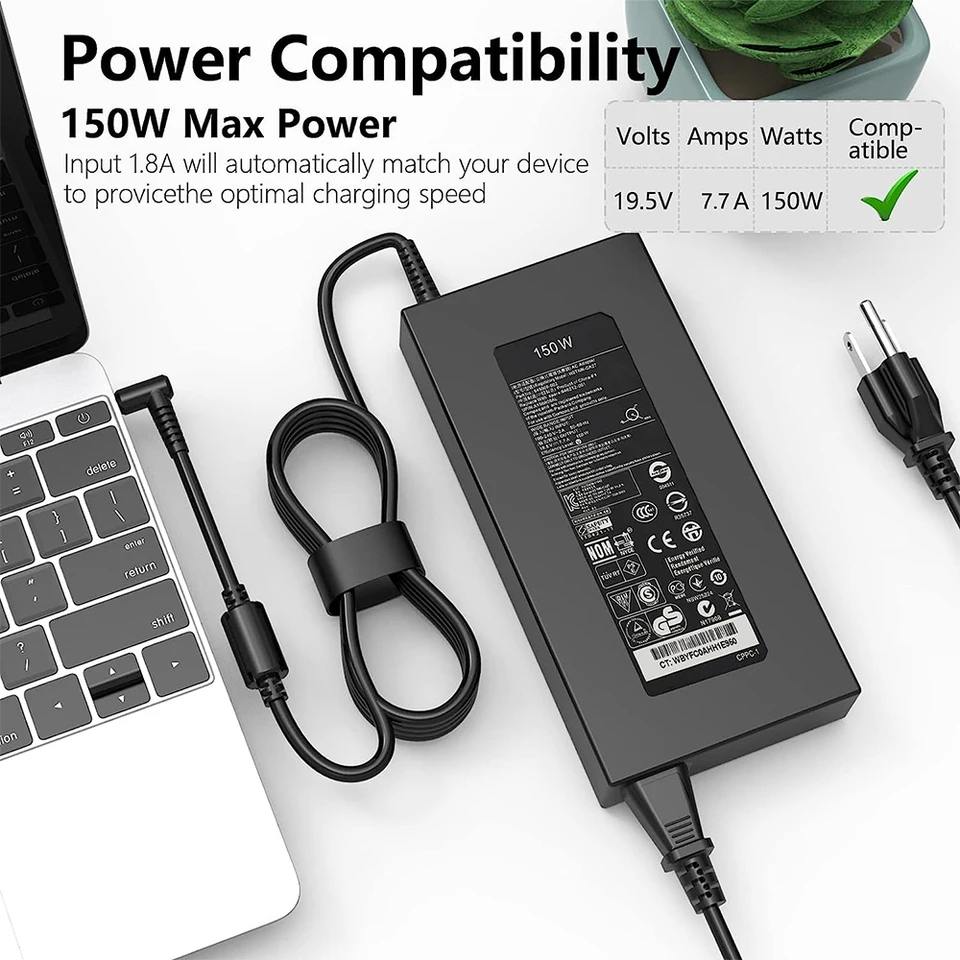 HP用ラップトップアダプター,150w AC,zbook 15 15u 15v g3 g4 g5 g6