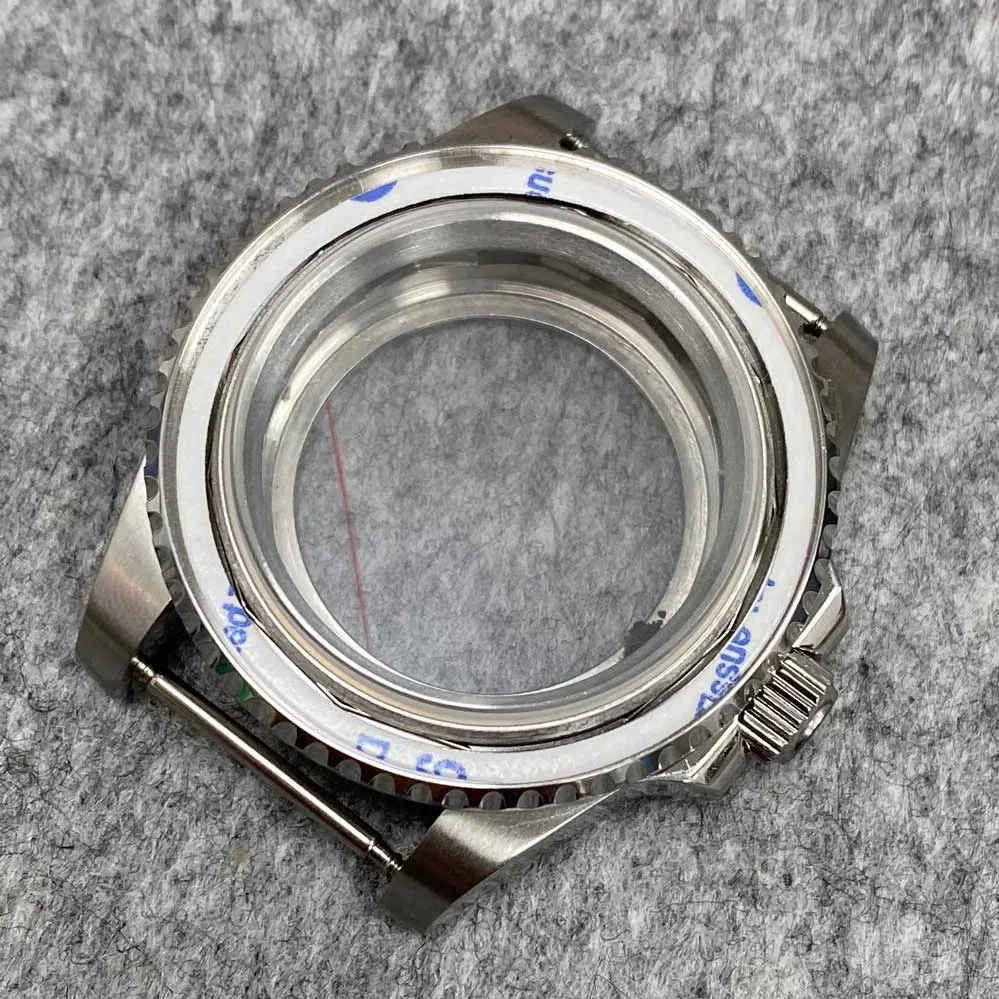 PVD steel color SUB stainless steel case + 5 baht with transparent 40mm Sapphire flat mirror glass NH35/NH36