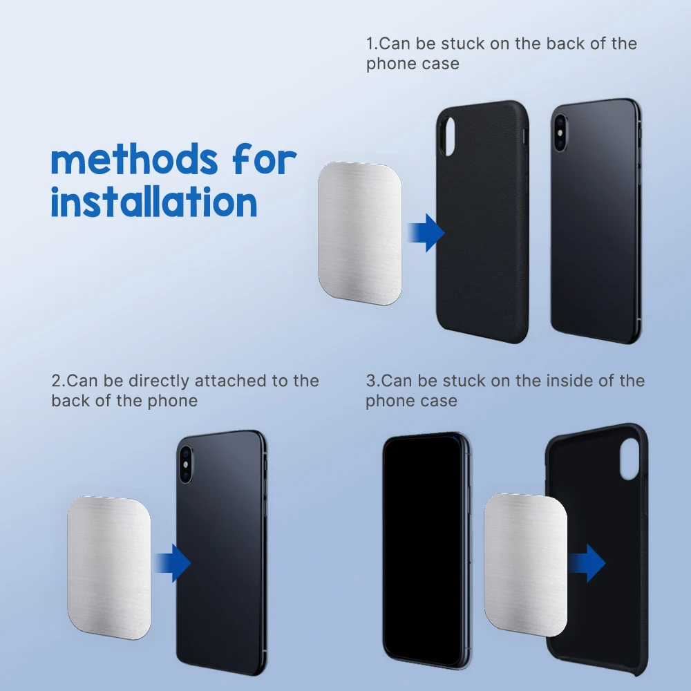 لوحة معدنية مع ملصق تستخدم لملحقات حامل هاتف السيارة المغناطيسي استبدال لوحة معدنية صفائح حديد لحامل المغناطيس