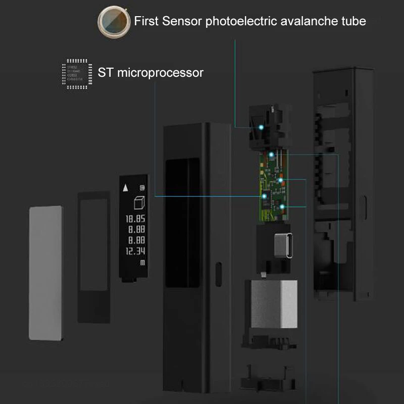 Xiaomi-telémetro láser Duka LS5, medidor de distancia láser de alta precisión, herramienta de regla Digital, carga con pantalla táctil, 40m