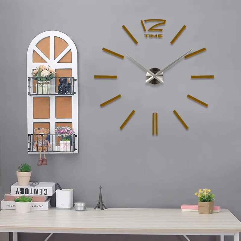 

2021 new fashion 3D big size wall clock mirror sticker DIY wall clocks home decoration wall clock meetting room wall clock