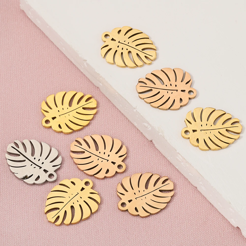 

5pcs/lot Simple Stainless Steel Maple Leaf Charm 14x17mm Plant Leave Pendants for Jewelry Making DIY Necklace Earrings Findings