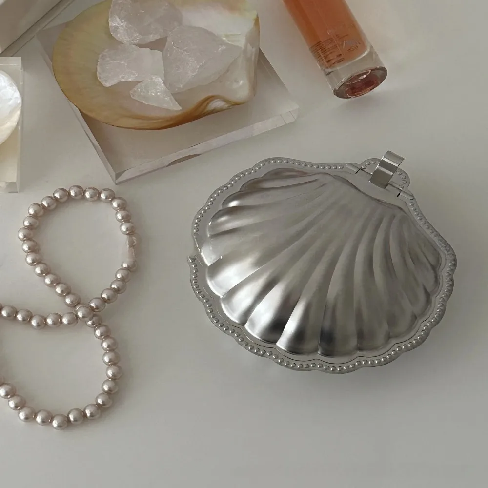 

304 Stainless Steel Shell Shaped Dessert Dish Rust-proof French Style Cheese Dish Retro Decorative Butter Dish Table Decoration