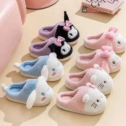 Kuromi My Melody Sanrio Cartoon Plush Slippers Floor Slippers Warm Winter Indoor Slipper Flat Non-slip Girl Home Shoes Xmas Gift