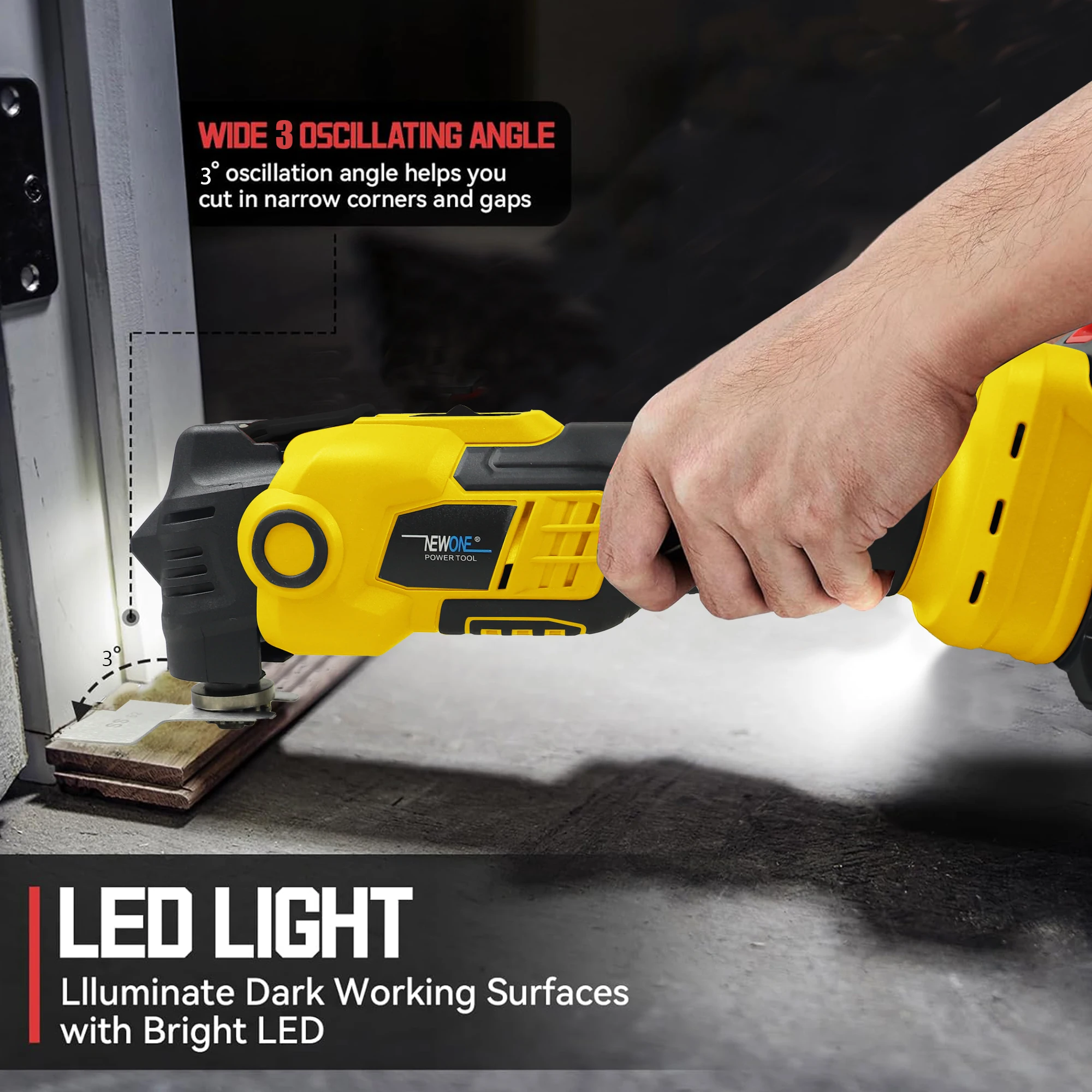 Newone strumento di oscillazione wireless a sgancio rapido da 18 V, strumento multifunzione, antiurto, capacità di taglio, molatura, pulizia