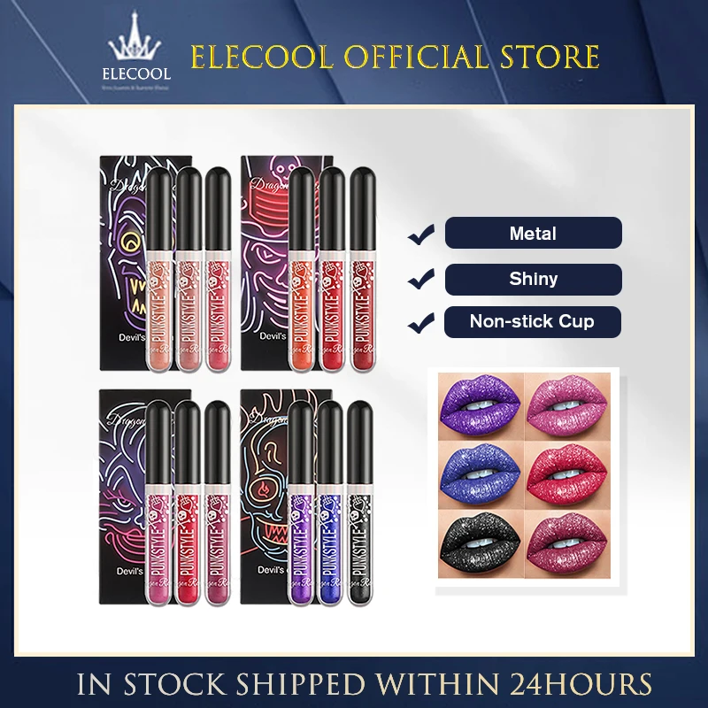 Halloween Shiny Glitter Intense Shiny Lip Tint Shimmering Gloss Dazzling Lip Gloss Shimmer Devil's Dream Black Lipstick