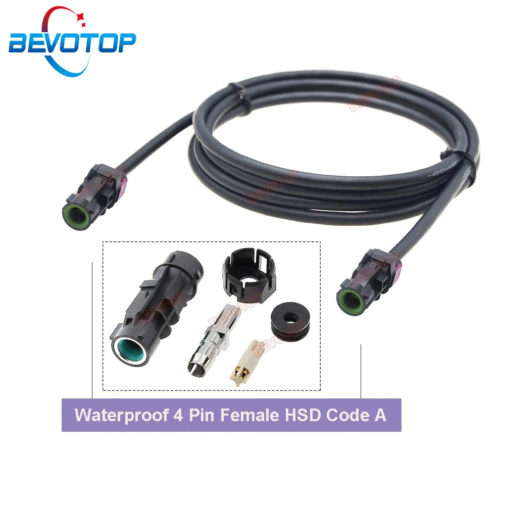 BEVOTOP HSD Cable 4 Pin Waterproof Code A Female to Female Jack LVDS Cable High Speed 4 Core 535 Wire Harness 10CM~10M