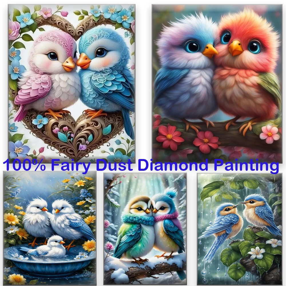 

100% Fairy Dust Square Full Diy Diamond Painting Cross Stitch Owl Birds Animals Embroidery Mosaic Home Decor Picture Rhinestones