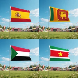 Spain Sri Lanka Sudan Suriname National Flag Graphic Custom Printed Banner Design Polyester Shaft Cover Grommets 3X5FT 90X150CM