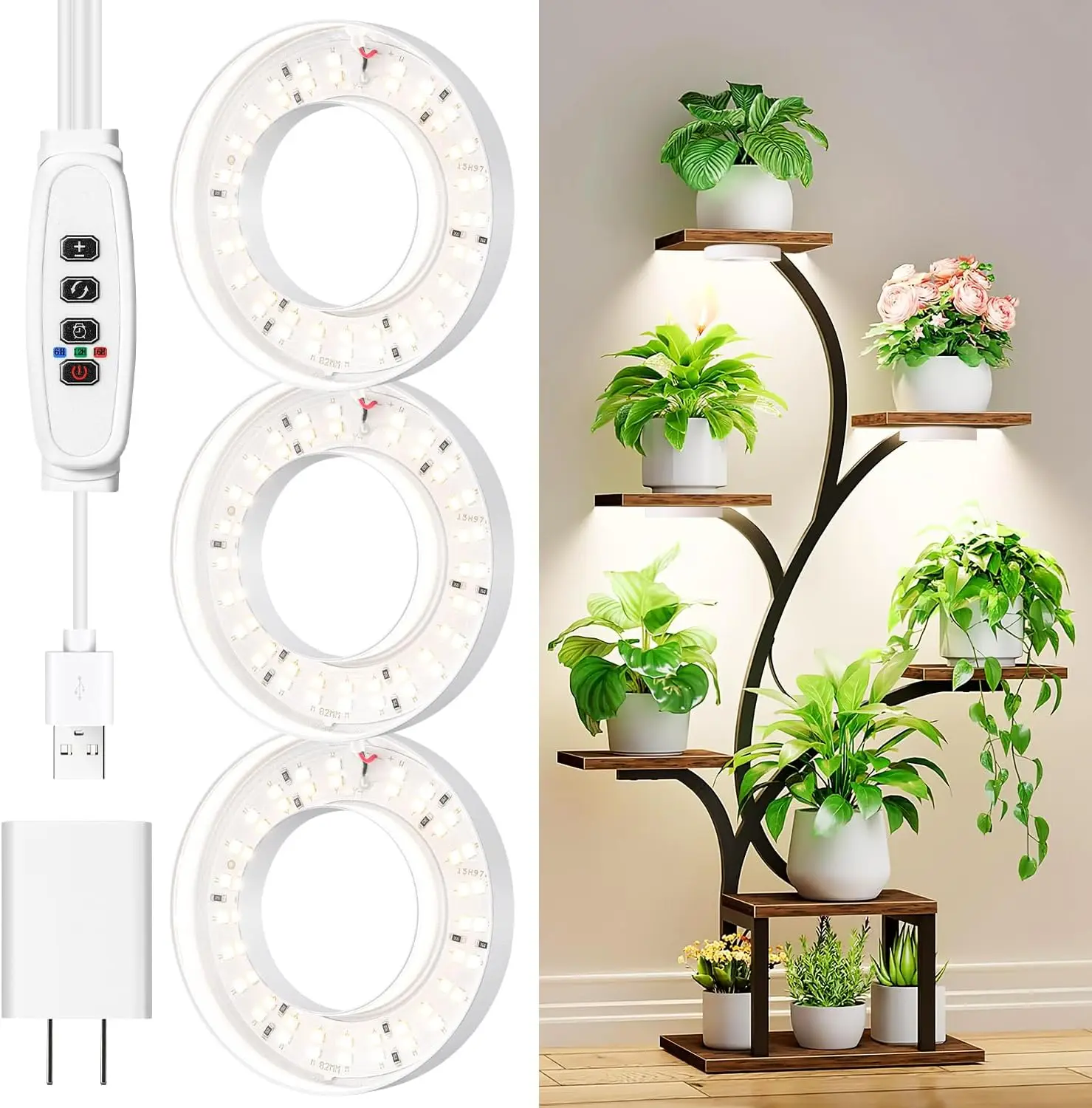 

3.54" Ceiling Grow Light for Indoor Plants, Full Spectrum with Timer & Dimmable Brightness