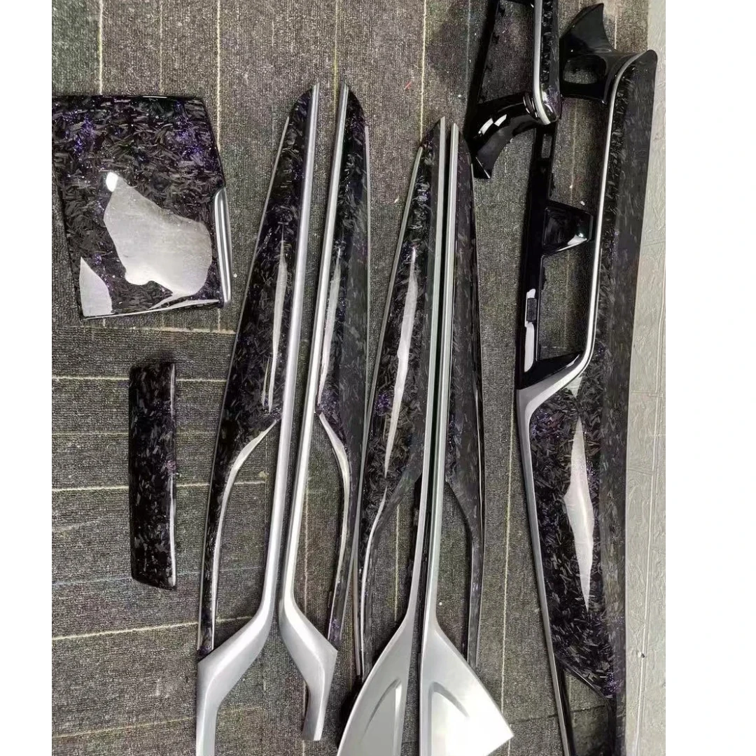 Forged Carbon Fiber Interior Center Console Dashboard Trim Door Panel Replace For BMW 5 Series G30 G32 G38 F90 M5 6GT  18- 22
