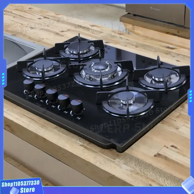 Stainless Steel 5 Burner Gas Stove Built In Hob Cooker Fireproof Embedded Design For Hotel And Family Kitchen Use Wholesale