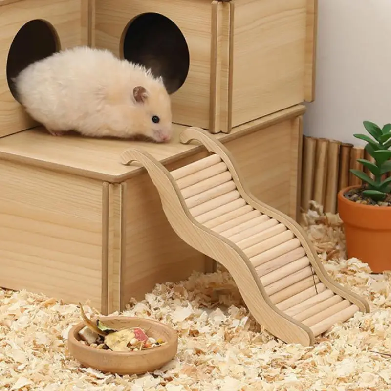 

Wooden Wave Staircase Hamster Pet Ladder Playing Supplies Eco-Friendly Fun Toy For Small Animals