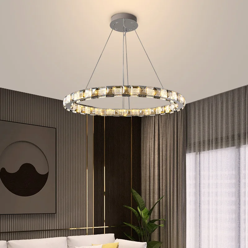 Modern Living Room Dining Hall Crystal Chandelier Bedroom Bar Droplight Coffee Shop Cloakroom Decoration Lights Three-Tone Light