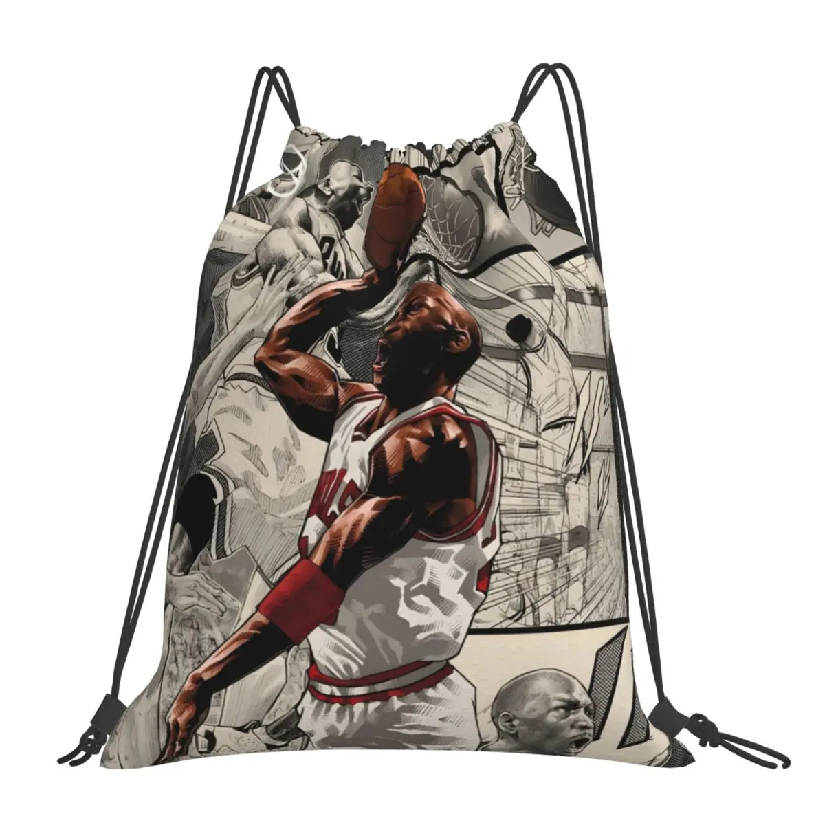 Michael-Jordan Drawstring bag Storage Portable Handbags Grocery Shopping Shoulder bags foldable Travel Bag