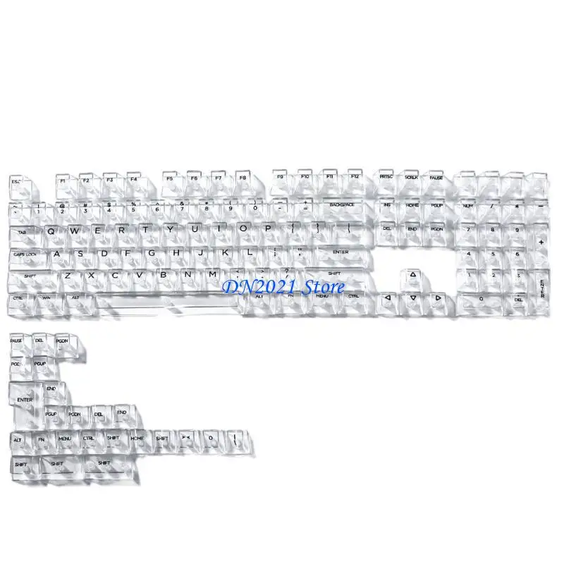 F3KE 132Keys Transparent Keycaps 10mm Profile Keycap Set for Mechanical Keyboards with Color Lighting Side/Top Print