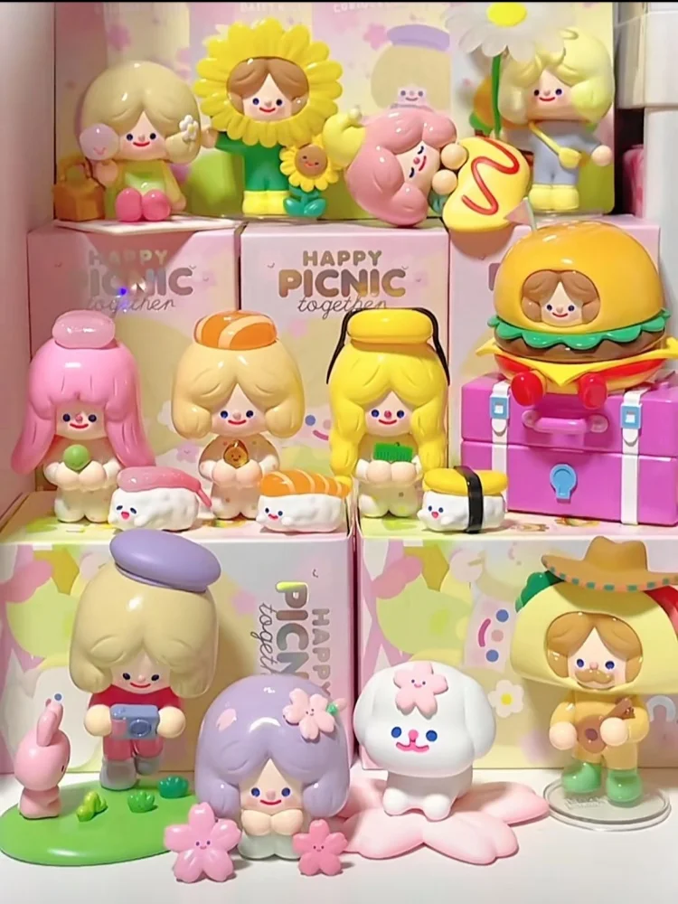 En Spot Rico Happy Picnic Together Series caja ciega Kit de garaje de moda chica lindo regalo de cumpleaños colección regalo de cumpleaños escritorio