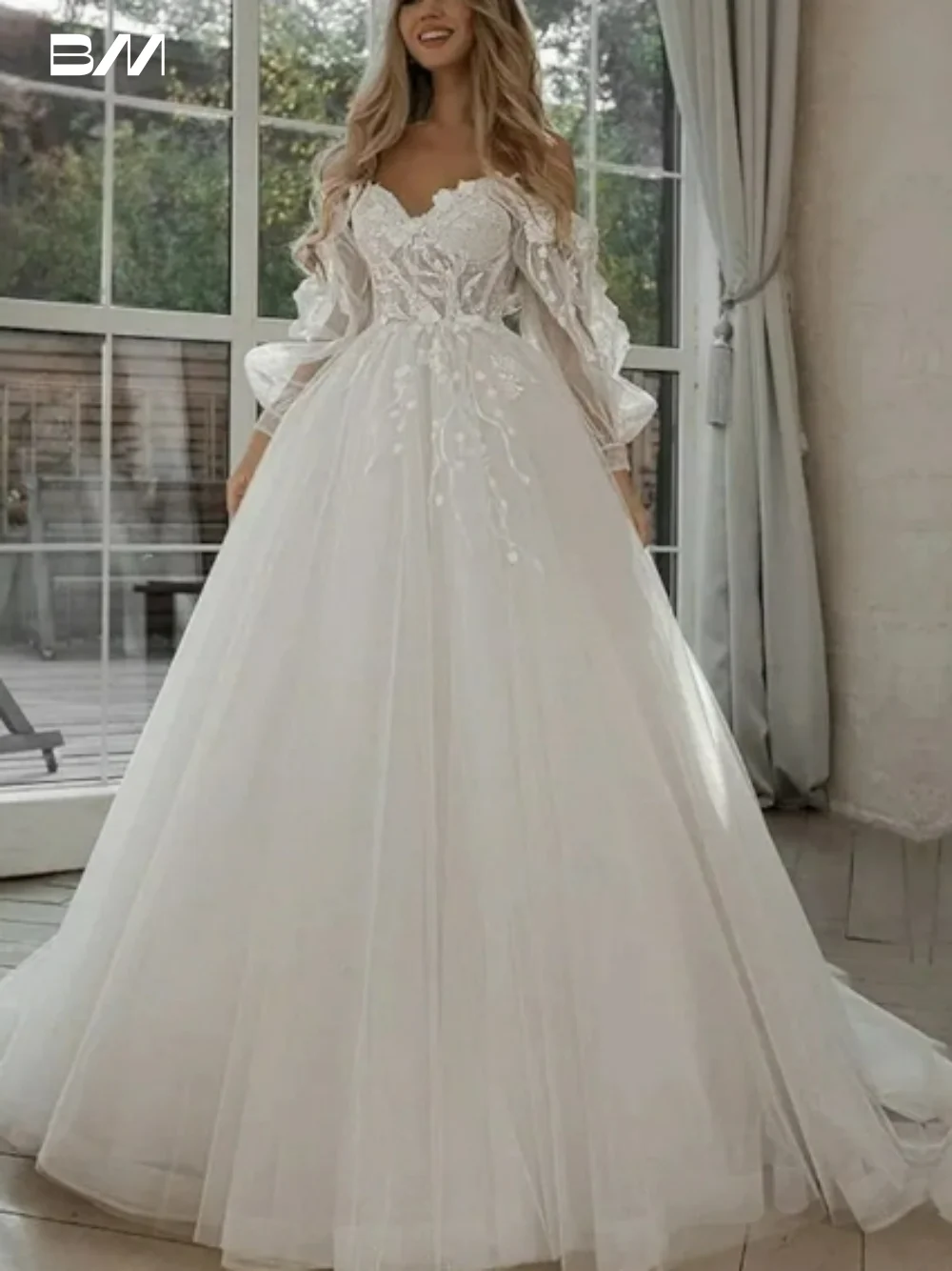 Romantic Off The Shoulder Wedding Dress Classic Customized Bridal Gown Princess Puff Sleeve Bride Dresses Vestidos De Novia