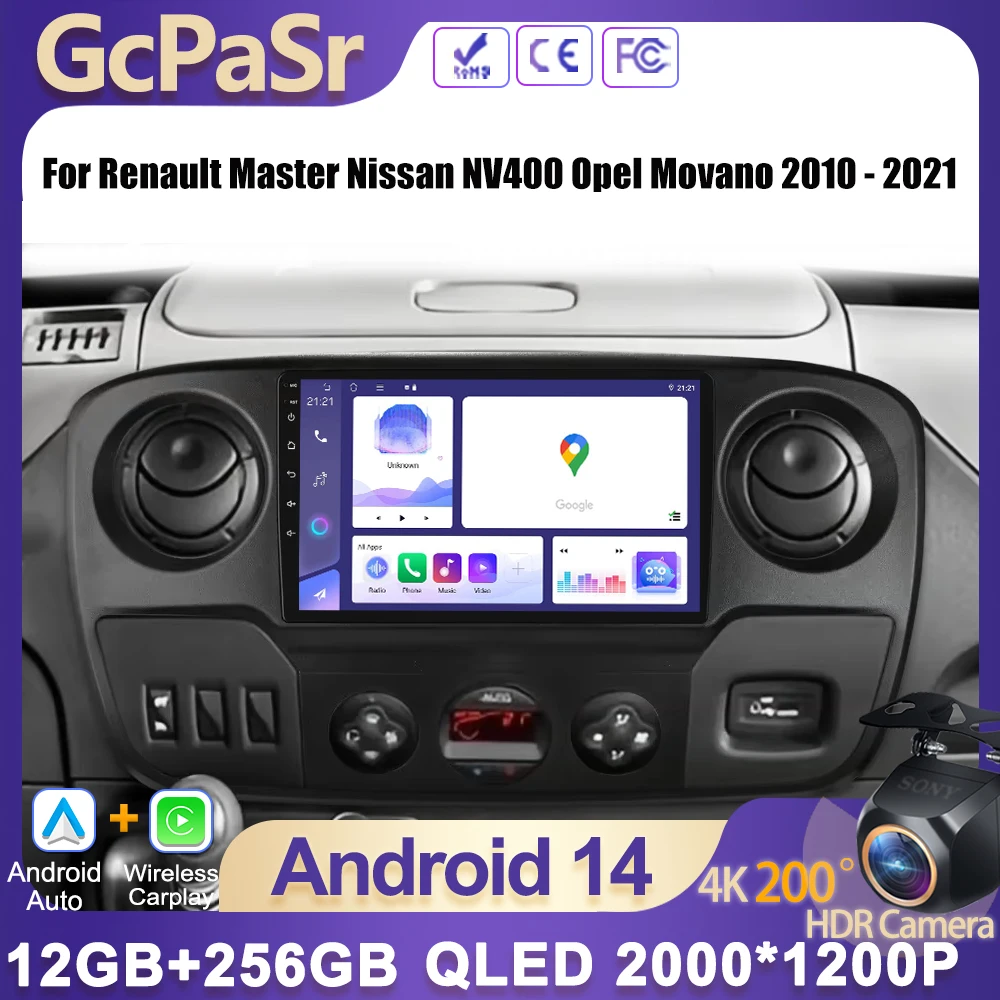 

Car Video Android 14 For Renault Master Nissan NV400 Opel Movano 2010 - 2021 2Din Radio Stereo Multimedia Player GPS CarPlay