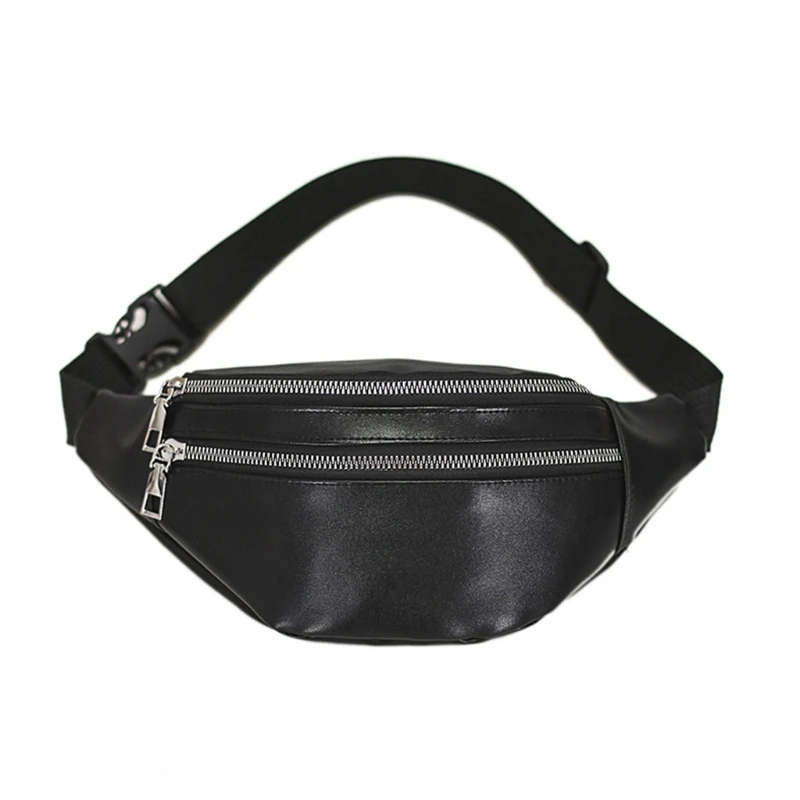 Riñoneras de cuero PU con bolsillos y cremallera para hombre y mujer, cinturón ajustable, bolso de viaje a la moda