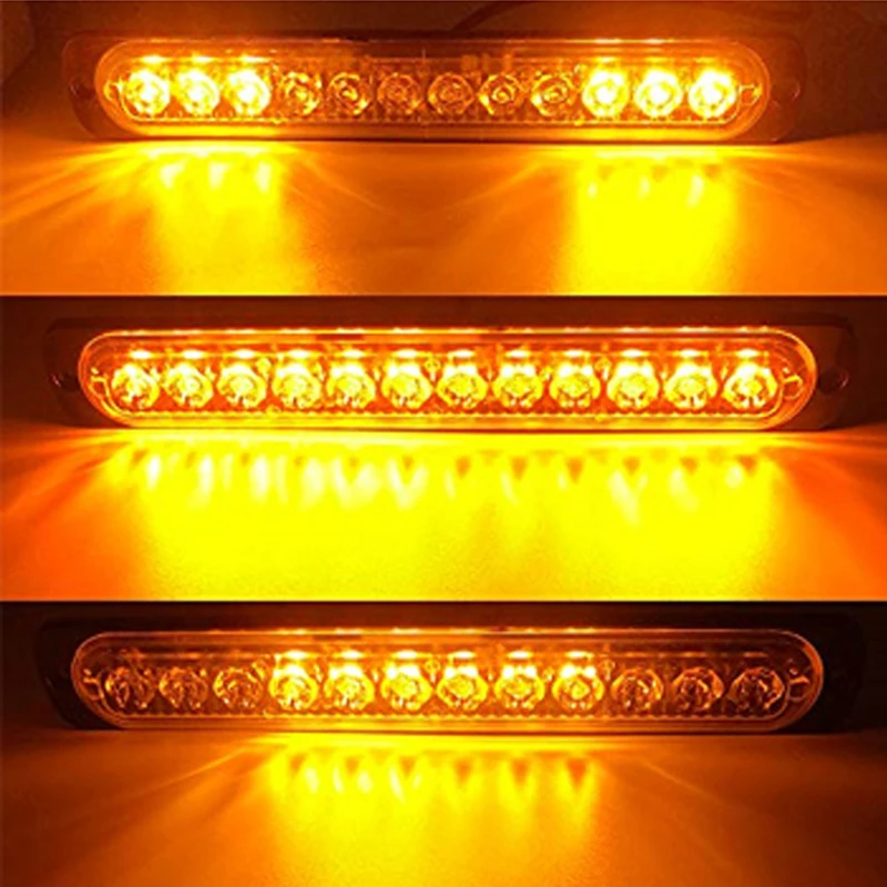 

LED Strobe Light 12V 24V 12-LED Grille Warning Flashing Light bar Truck Car Beacon Emergency Traffic Lamp Amber White Red Blue