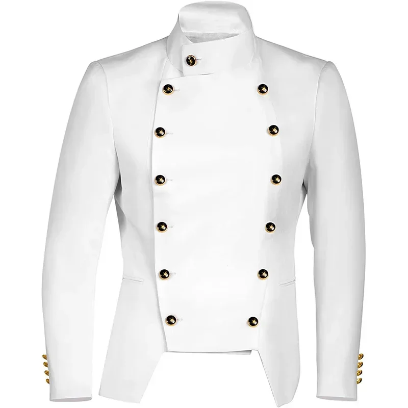 Medieval Steampunk Punk Suit Trendy Stage Costume Performance Show Jacket Uniforms S-2XL Men Cosplay Costumes Black White