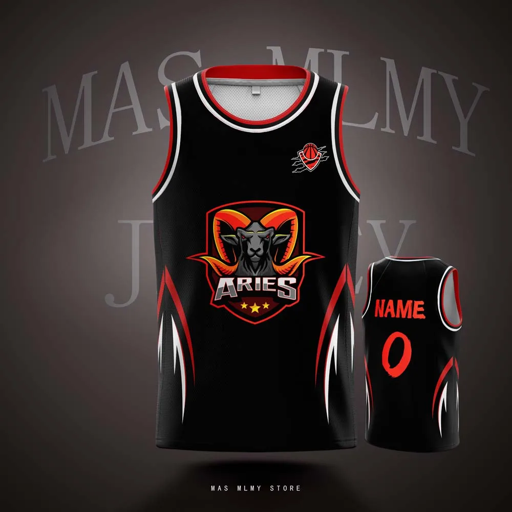 

Customized Team Basketball Jerseys Aries Digital Printed For Kids Youth and Adult Personalized Name Number Mesh Sports Shirts