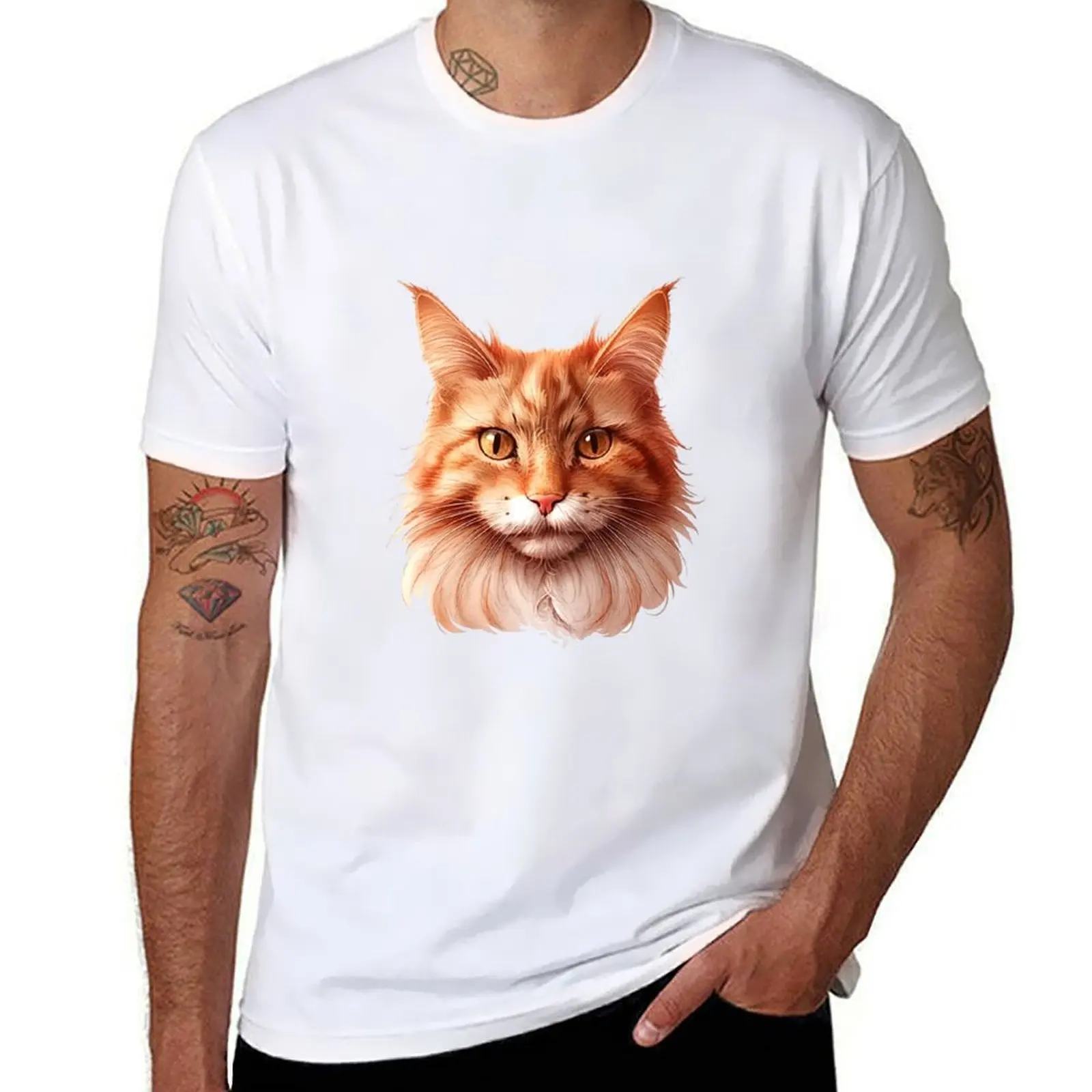 

Happy Cat, Maine Coon T-Shirt man t shirts for men man t shirt luxury t shirt man casual T-shirt