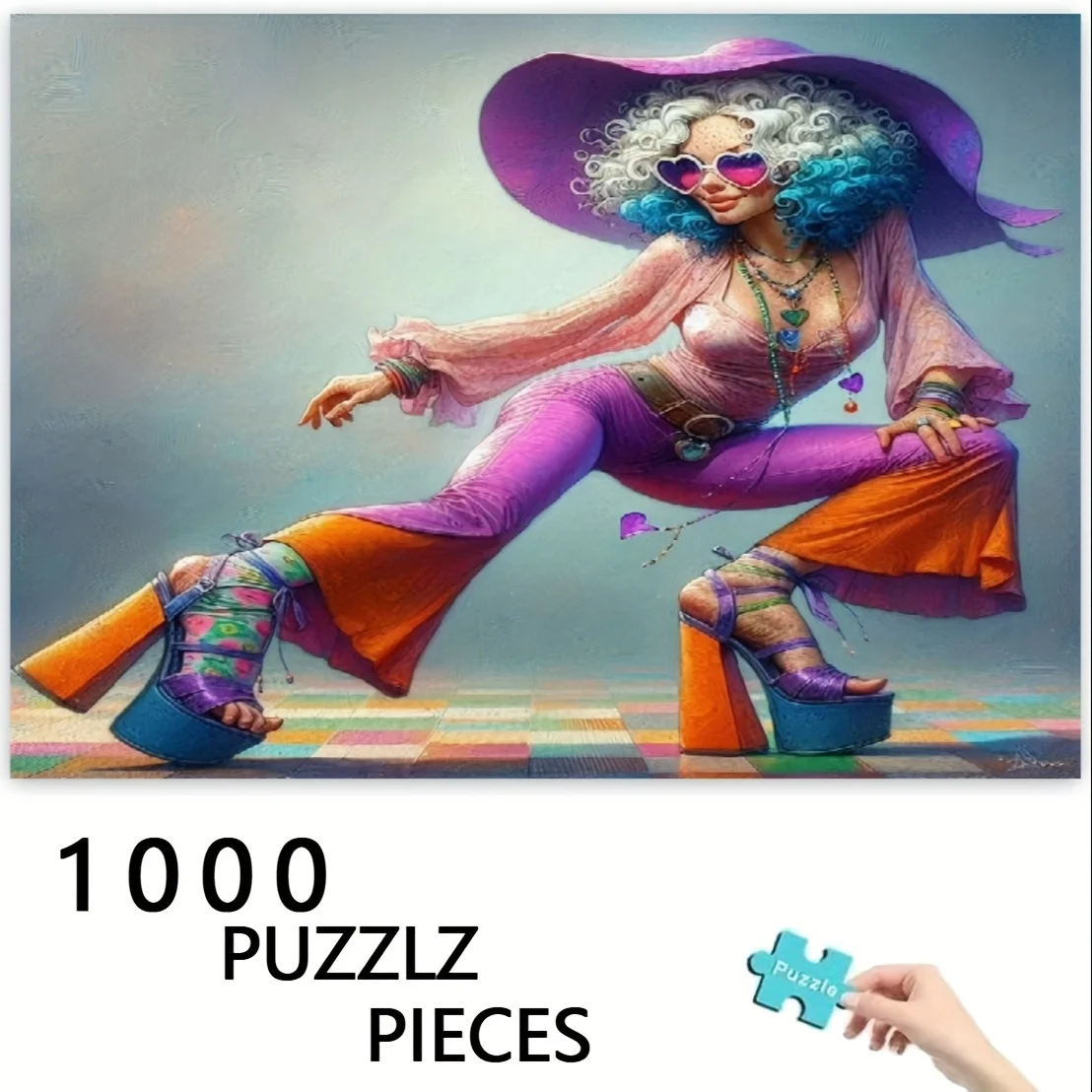 Rompecabezas de mujer de 1000 piezas adecuado para Navidad, cumpleaños, juegos de fiesta - cerebro engrosado - con imagen multicolor para y, regalo divertido