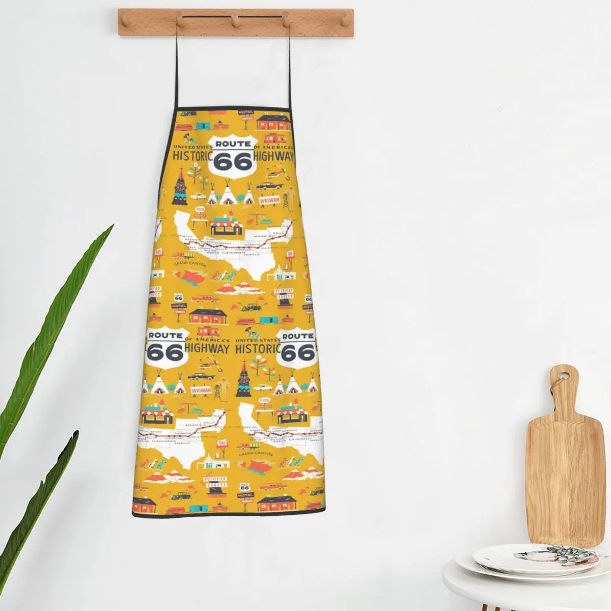 Custom Unisex Route Main Street Of America 66 Kitchen Chef Cooking Baking Apron Women Men Tablier Cuisine for Painting