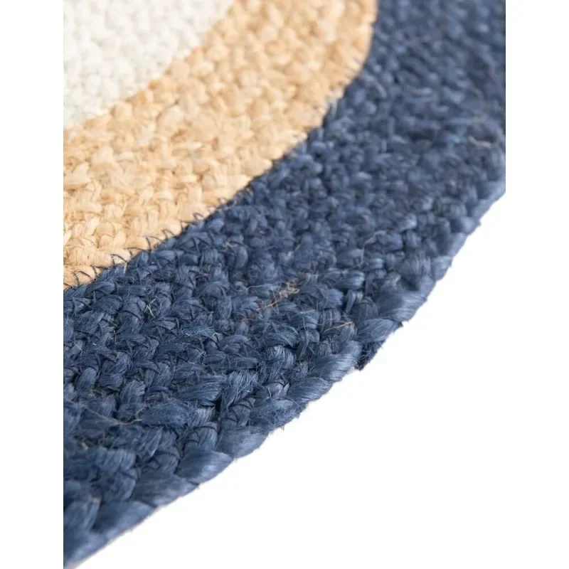 Lea-Tapis Rond Réversible en Jute Naturelle 100%, Décoration Moderne pour Salon