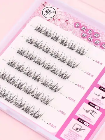 QSTY Self Adhesive Eyelashes Clusters kit Press on Lashes No Glue Need Soft Lash Clusters Kit Reusable Self Adhesive Lashes with