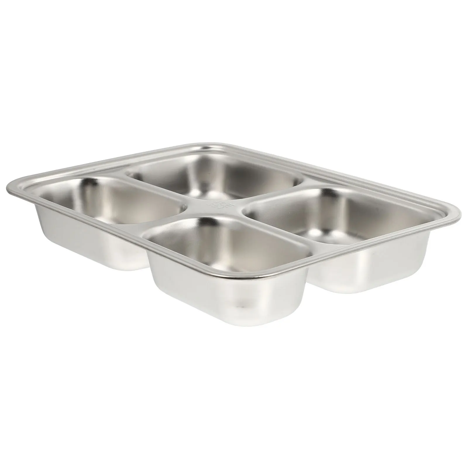 

1Pcs Stainless Steel Divided Plate 4 Compartments Food Safe Stackable Design for Household Tableware Dish Trays