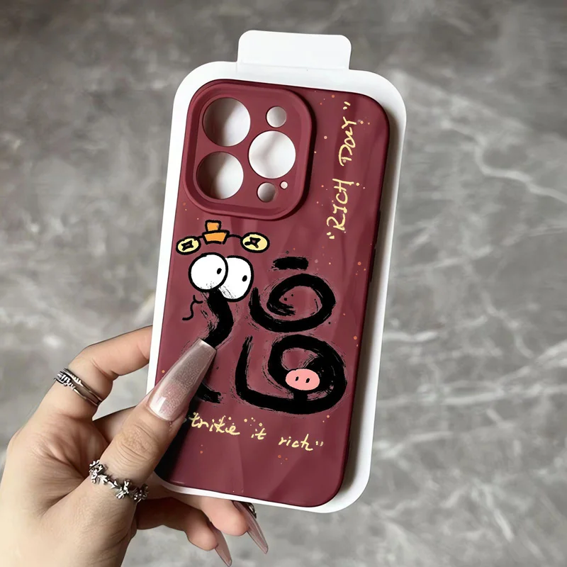 Gourde حظًا سعيداً لأنماط العام الجديد جراب هاتف آيفون 16 15 14 12 13 11 Pro Max IP 7 8 Plus Iphone X XS XR Xs Max