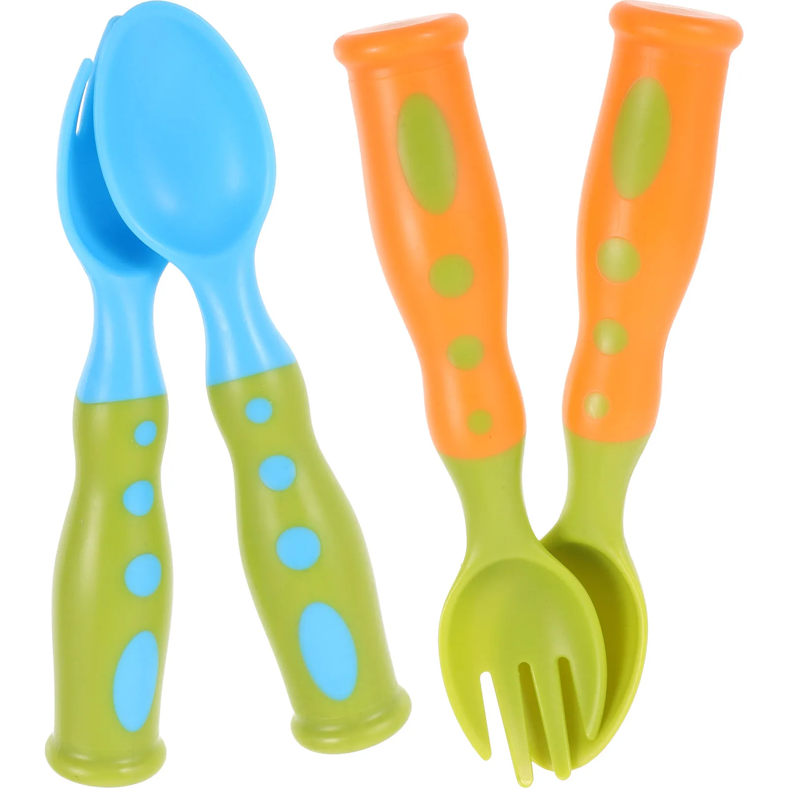 

2Sets Toddler Training Spoon and Fork Set Baby Self Feeding Utensils Comfortable Hold Reusable Ideal for Baby Shower