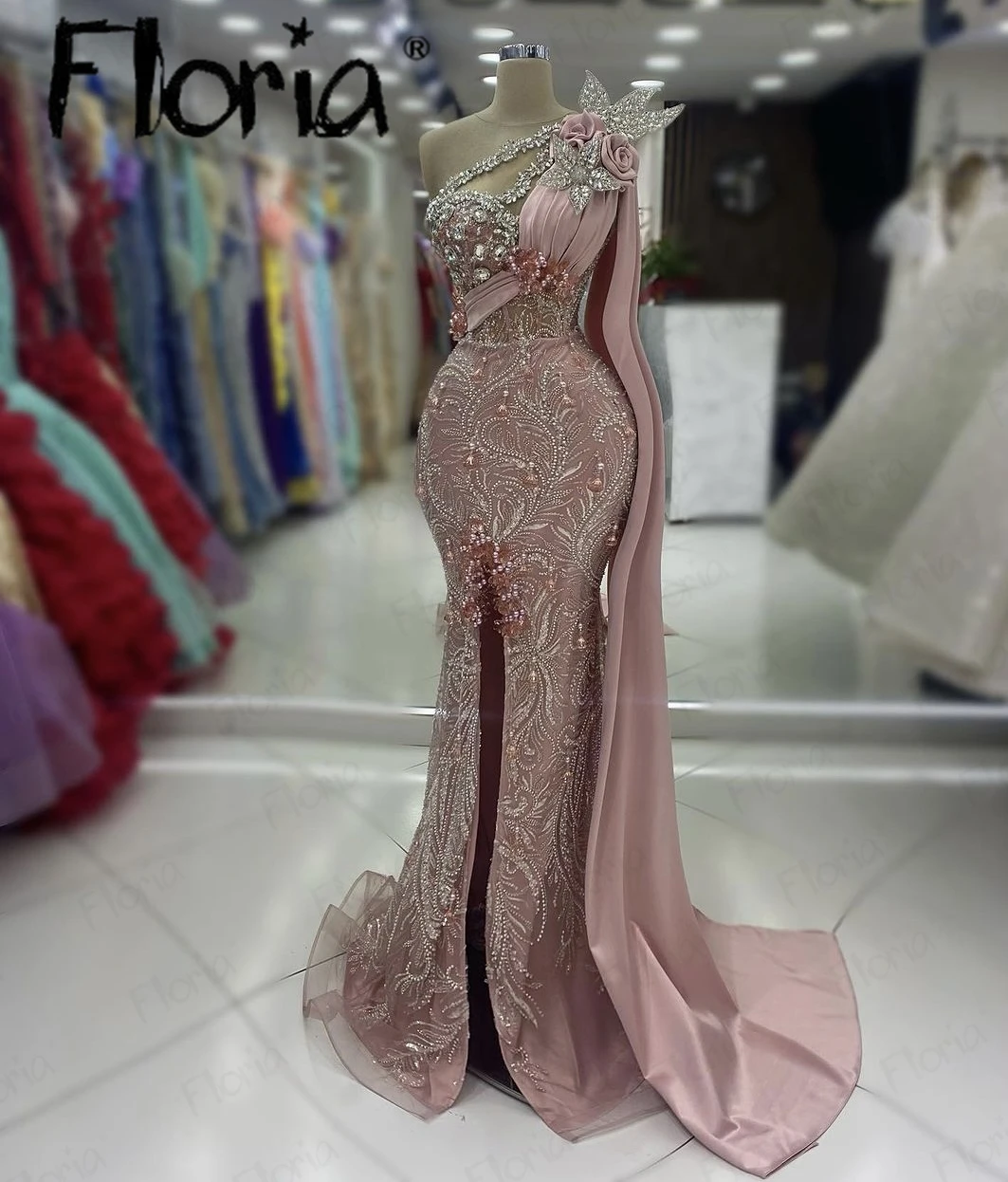 Vestido de noche largo Rosa rubor para mujer, bata de fiesta de boda con cuentas y tirantes, vestido de baile Formal hecho a medida, bata de desfile