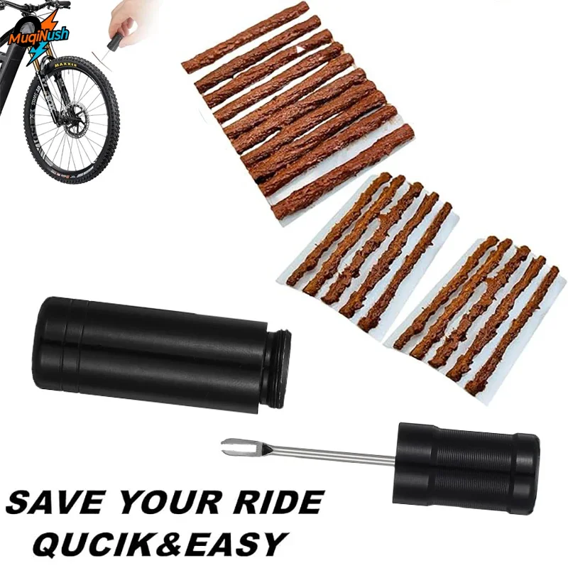

MuqiNush Tubeless Bicycle Tire Repair Kit Fixed Puncture or Flat Tires for Road Mountain Bikes Storage Tank Tools with Plugs
